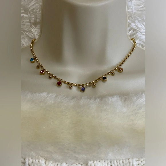 Titanium Steel 18K Gold  Rhinestones Necklace Pendant Geometric - Picture 2 of 9